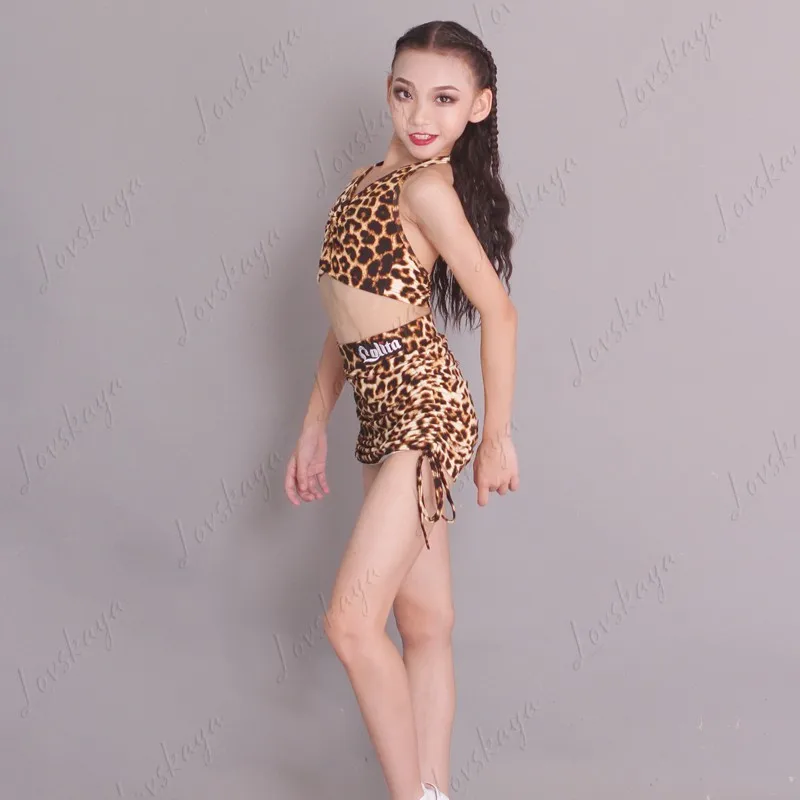 新しい女の子用ラテンダンストレーニングセット子供用ラテン練習ダンススーツ子供用パフォーマンススーツ