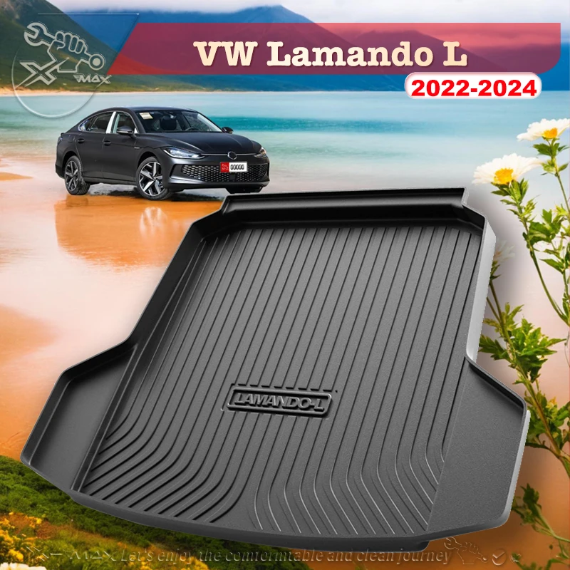 For Vw Lamando L 2022-2024 Fit Car Trunk Mat All Season Black Cargo Mat 3D Shaped Laser Measured Trunk Liners