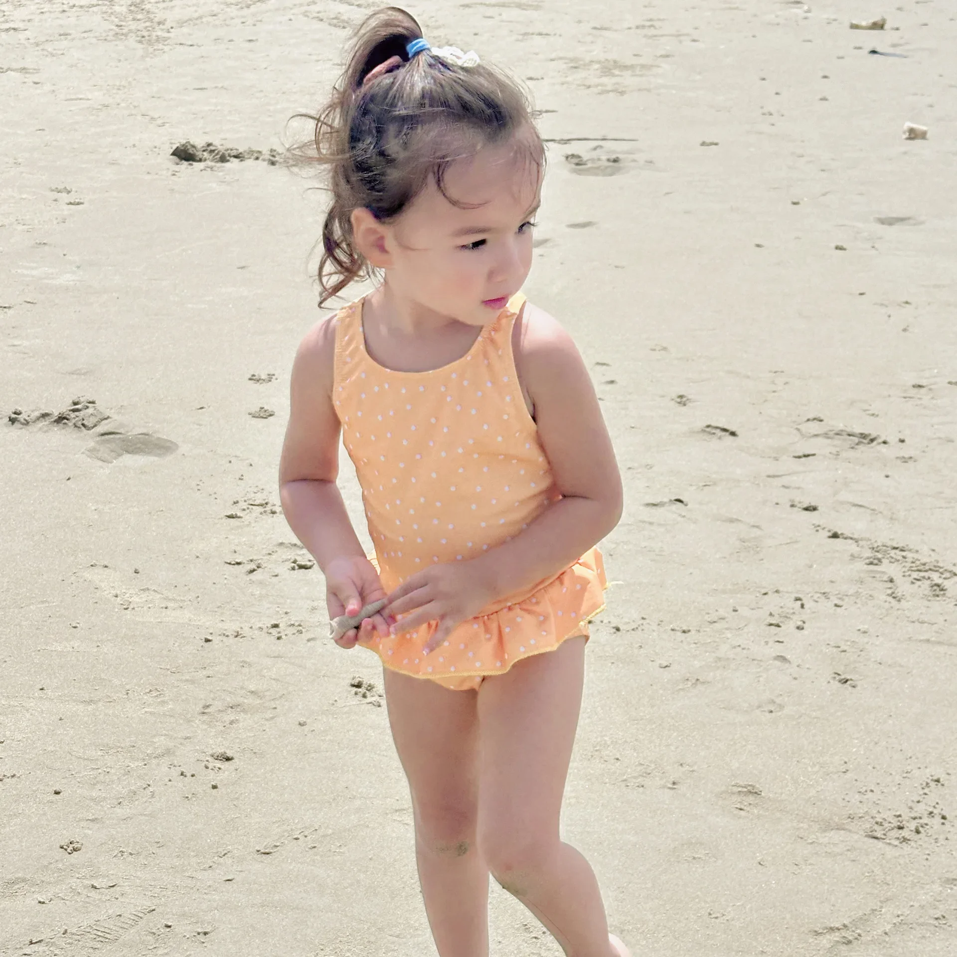 

New European American Girls' Swimsuit with Ruffled Edges Cute Baby One-piece Swimsuit Quick Drying Backless Children's Swimsuit