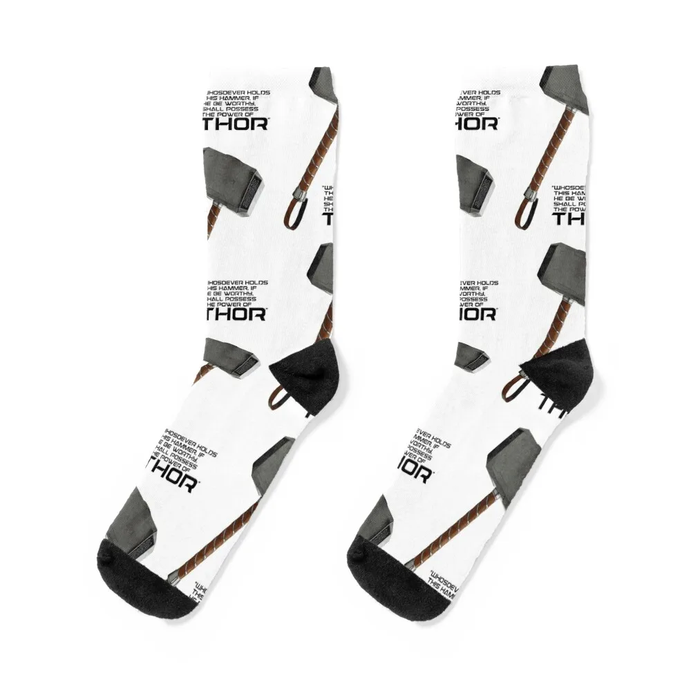 

Thor's Hammer With Text Socks hiking halloween christmas gift Socks For Girls Men's