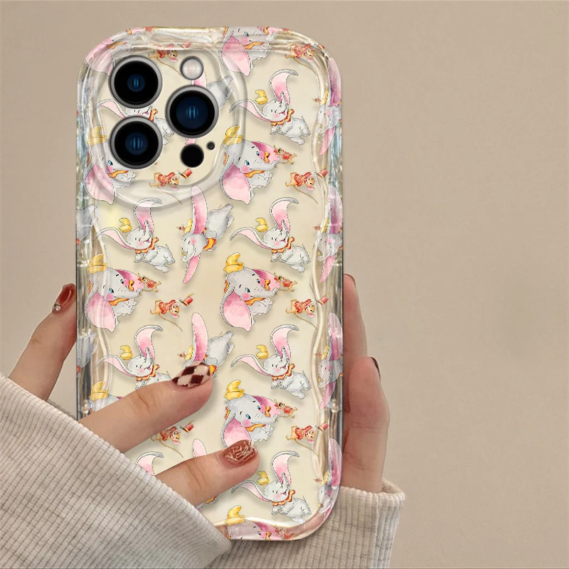 Dumbo Cartoon Love Phone case For Apple iPhone 15 14 13 12 11 Pro X XR XS Max Plus 8 7 Plus SE Wave Oil Cover