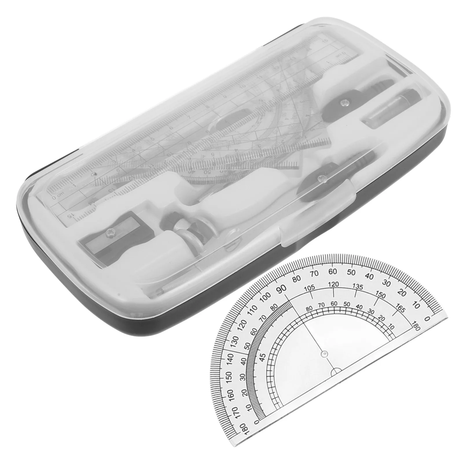 

Compass Set Ruler Math Geometry Suite Protractor Student Drawing Tools Study Supplies Portable Practical Plastic Alloy Materials