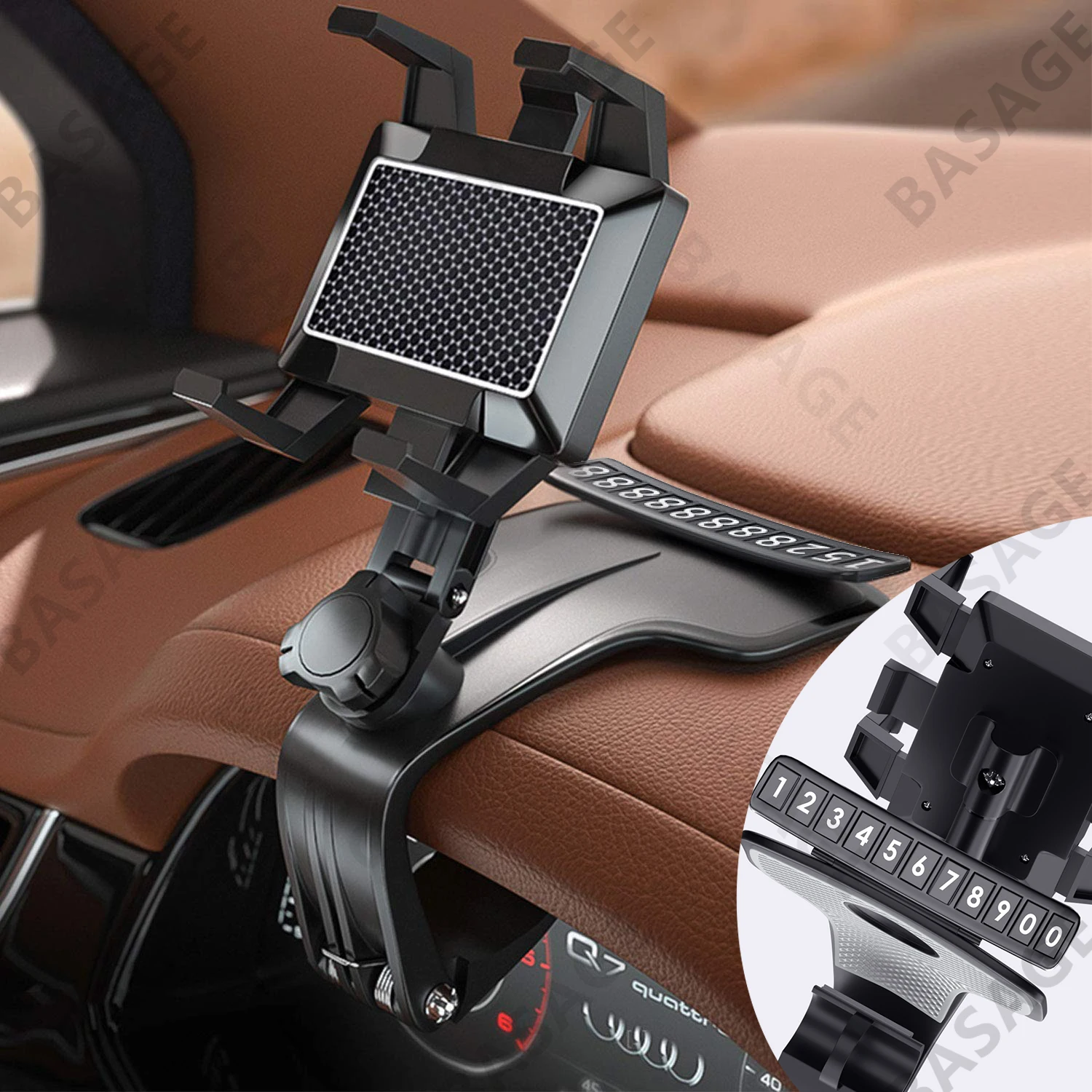 Dashboard Car Phone Holder 360 Degree Rotation Phone Mount with Rubber Gripper Universal Car Smartphone Bracket for Navigation