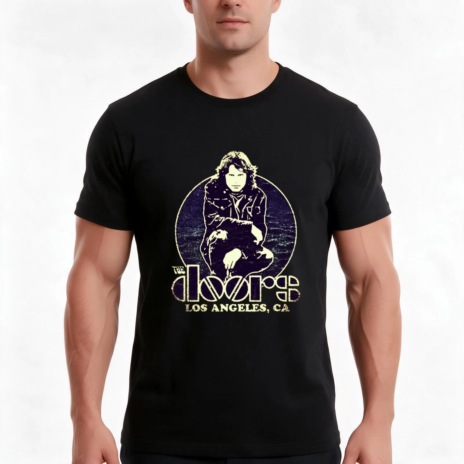 Jim Morrison T-Shirt, Summer Casual Cotton Tee, Oversized Streetwear Tops, Vintage Graphic Print, Loose Fit Short Sleeve