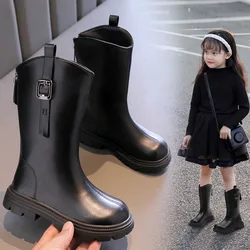 2024 Girls Long Boots Britain Style Children High Boots Thick Bottom Soft Sweet Princess Boots for Party Wedding Catwalk Shows