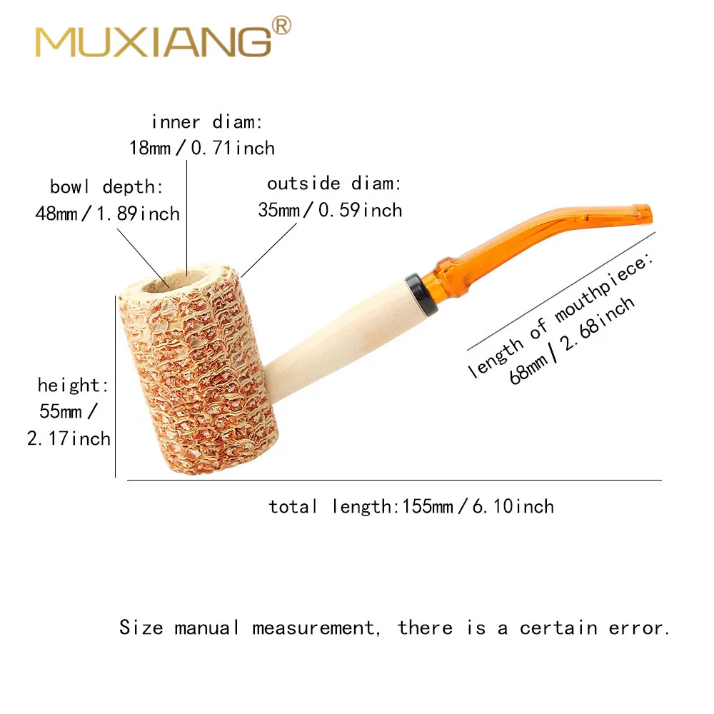 Corncob Pipes  ，Corn Tobacco Pipe ，Straight Cigarette Pipes Practice Smoking Pipe Smoking Cigarette Holder Mouthpiece Accessory