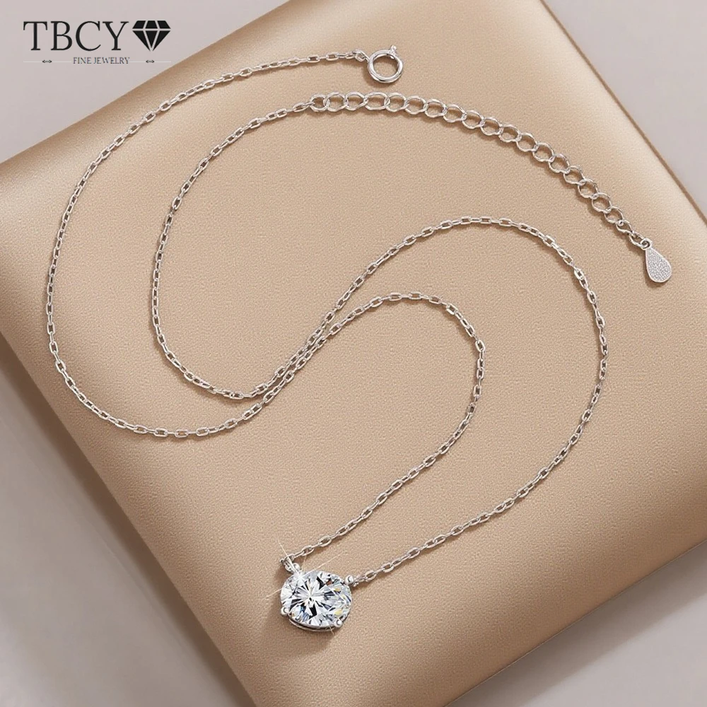 

TBCYD 1/2/3CT D цвет овальной огранки муассанит ожерелье для женщин S925 серебряный бриллиант шейный ремешок цепочка ювелирные изделия подарки