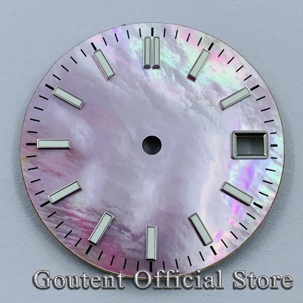 Goutent 28.5mm Green Luminous Sterile Watch Dial Fit NH34 NH35 Automatic Movement Fit 3 O\'Clock Crown 3.8 O\'Clock Crown