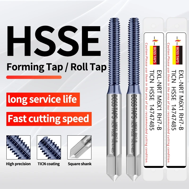 BOSS TAPS HSSE-M42 JIS Standard TICN Coating Roll Forming Tap M0.5 M0.6 M1 M2 M3 M4 M5 M6 M7 M8 M10 M12 M14 Machine Thread Taps