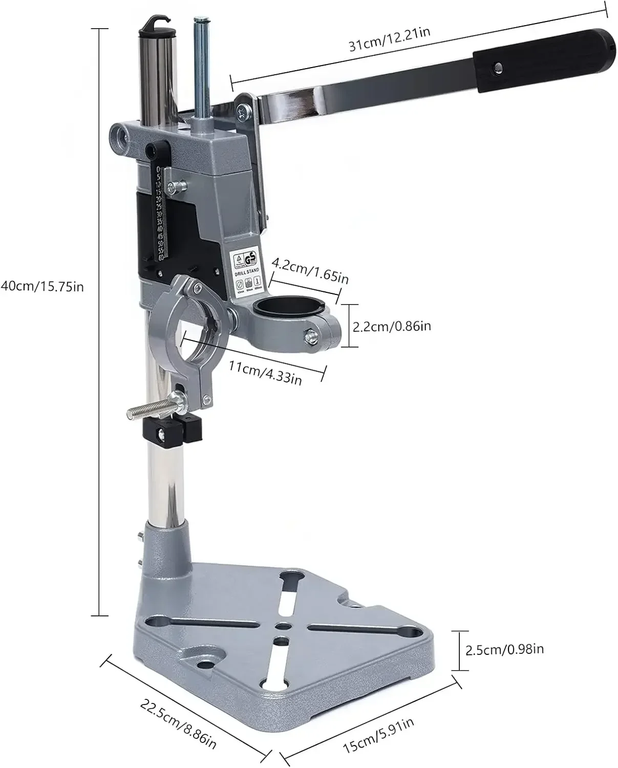 حامل مثقاب كهربائي محمول بفتحة مزدوجة مع مشبك، أداة حفر وإصلاح منضدة العمل، مناسبة لورشة العمل