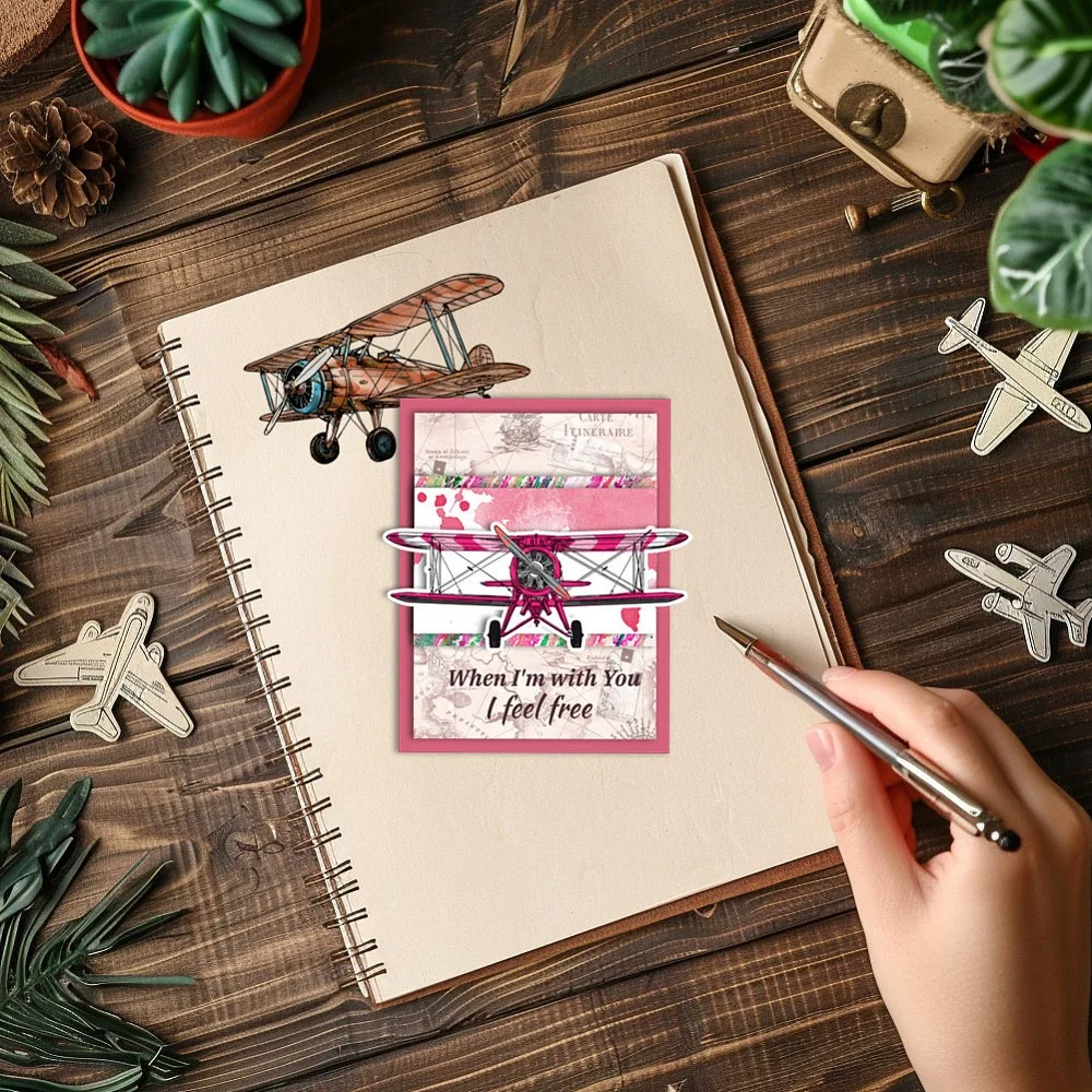Vintage Airplane Clear Stamps for DIY Card Making Cloud Transparent Stamp Seal Compass Decorative Clear Stamps for Scrapbooking