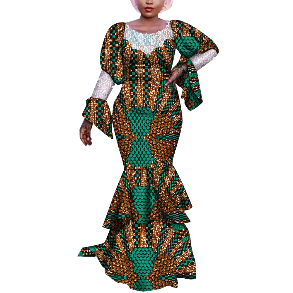 فساتين أفريقية للنساء فستان حورية البحر طويل مطبوع عليه شمع أفريقي لملابس الحفلات فستان ماكسي أنقرة فام أفريقي WY6996 #2