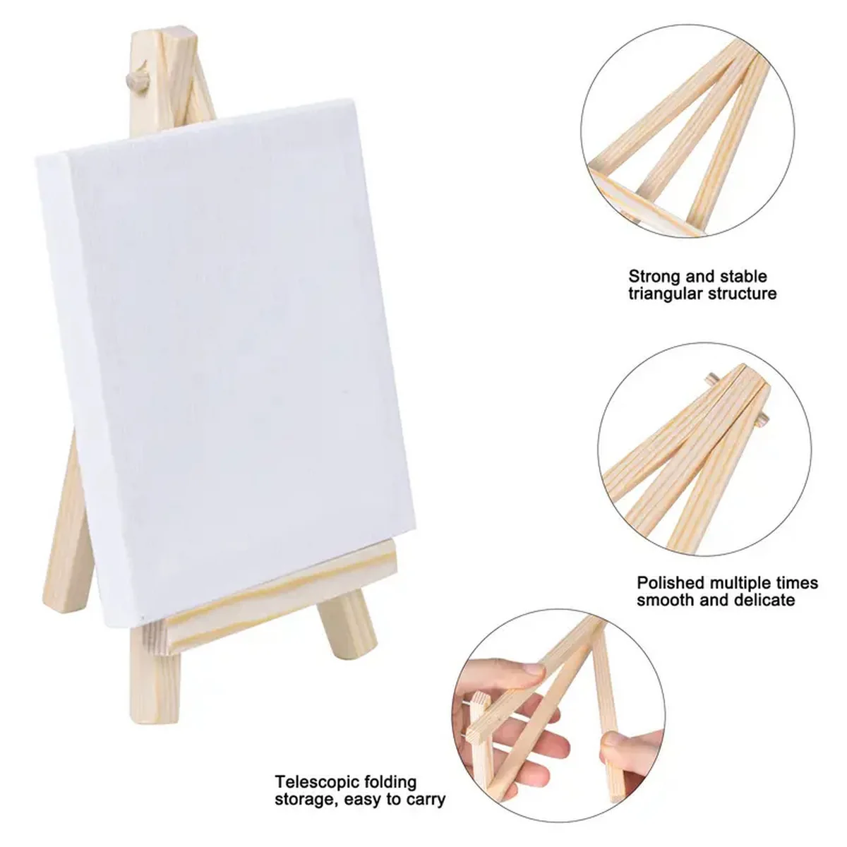 New Arrival Canvases And Easel Set for Adult Artists - Tabletop Wooden Display Stand Small Desktop Sketching Tripod Art Supplies