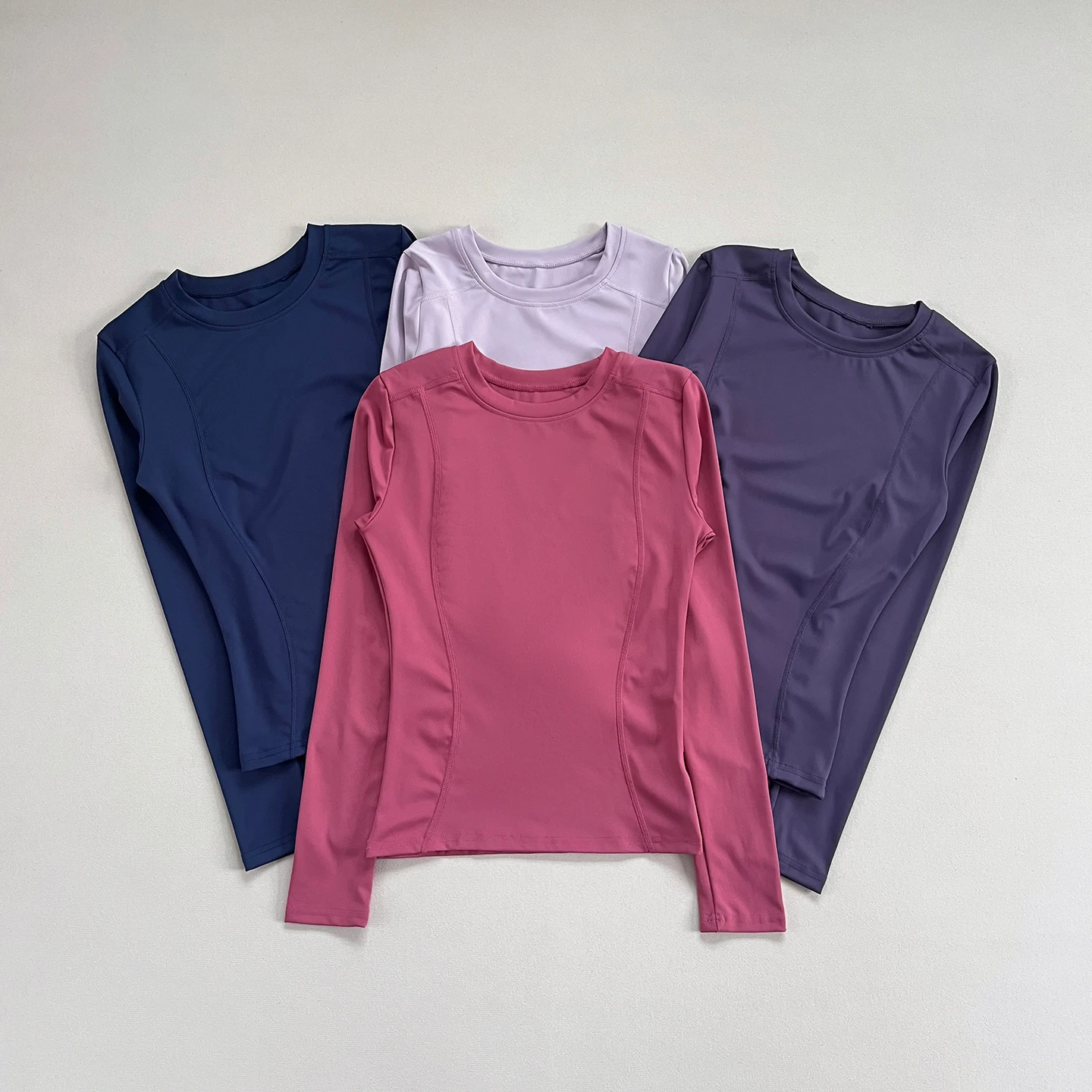 Slim Women Long Sleeve Sports Top Crew Neck Soft Breathable Gym Running Yoga Workout Athletic Shirt