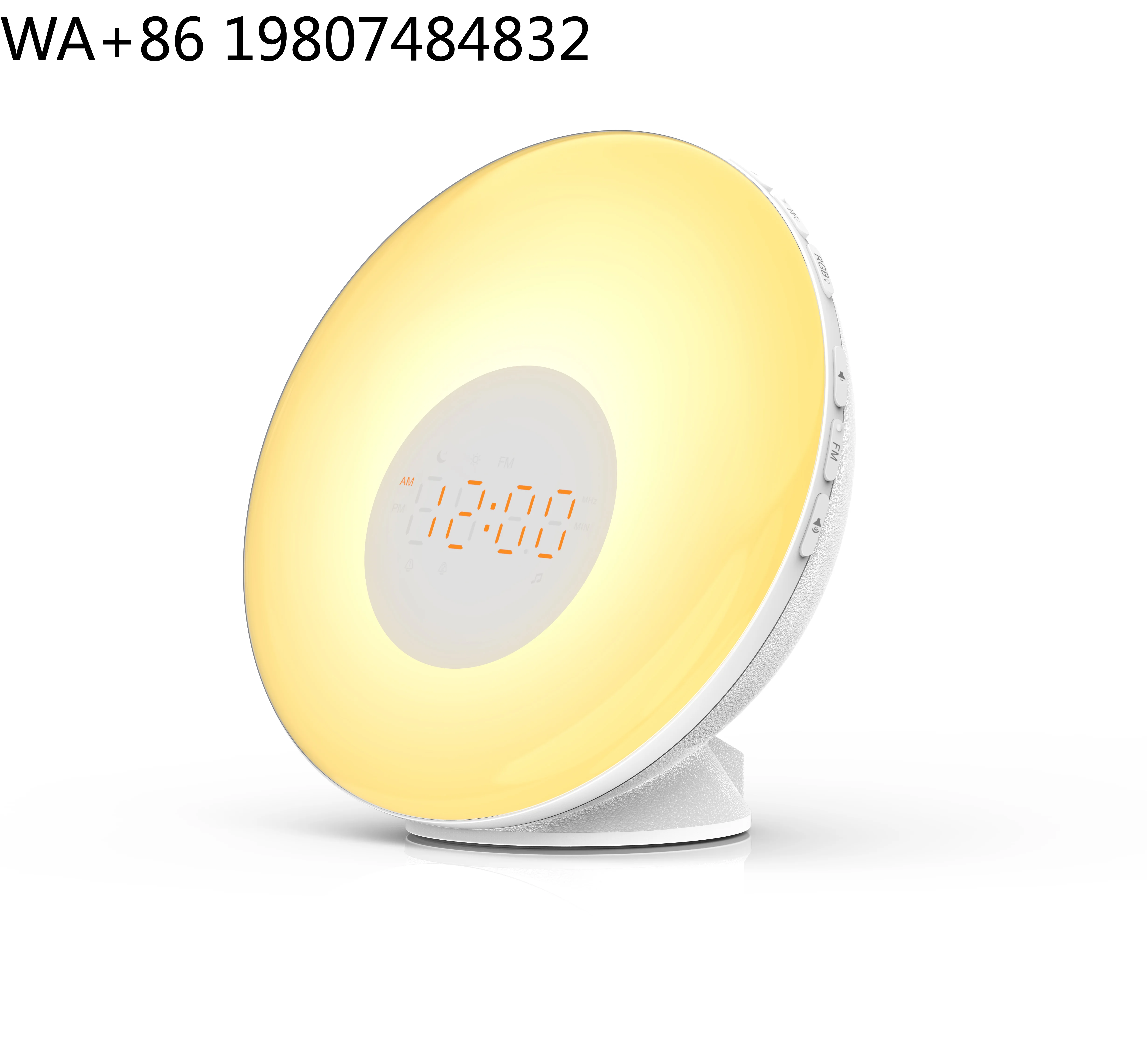 Digital Natural Sound Sunrise Simulation Wake Lamp Color Changing Ambient Light Snooze Function Multi Alarm Sleep Aid
