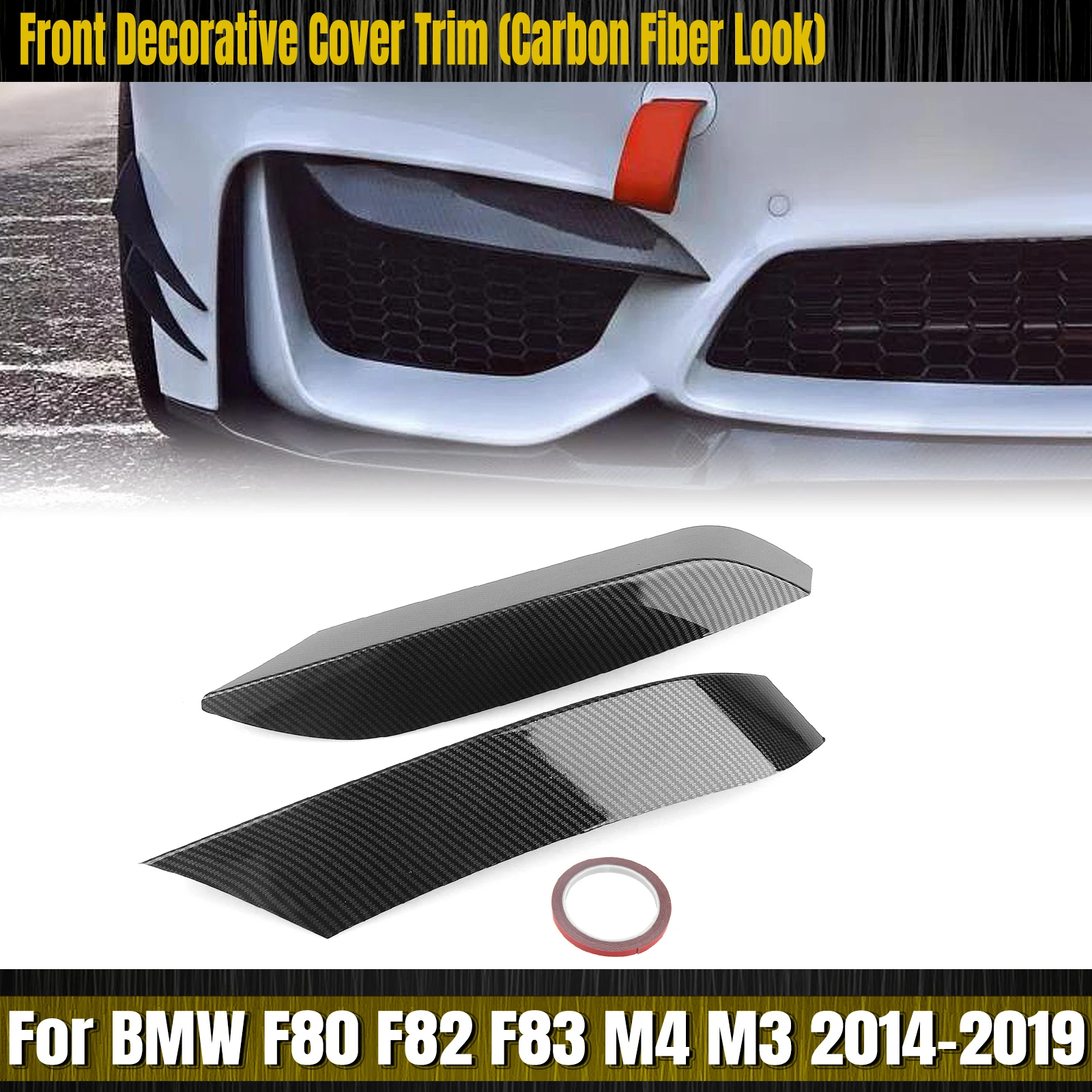 

For BMW F80 M3 F82 F83 M4 2014-2020 Only Intake Frame Upper Spoiler Cover Canard Brow Front Bumper Side Air Vent Splitter Trim