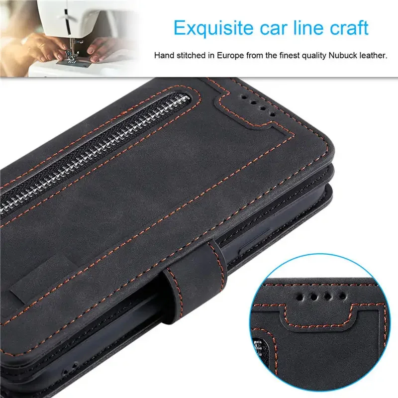 For Redmi Note 13 Pro 5G 4G Multi 9-Card Zipper Wallet Leather Case For Xiaomi Redmi Note 12 Turbo 12S 12 13 Pro Plus Book Cover