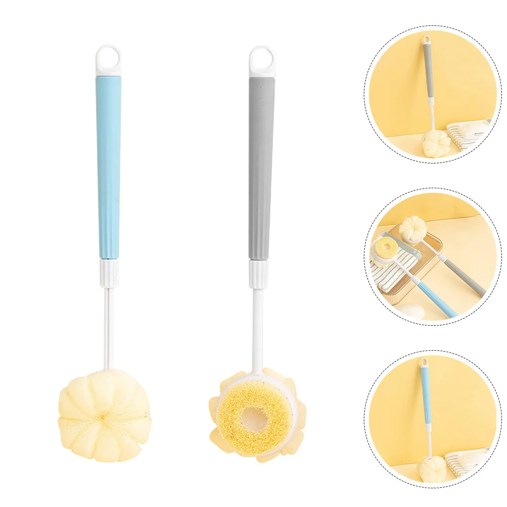 

2Pcs Retractable Shower Back Brush Soft Bristles Bath Scrubber Long Handle Exfoliating Body Sponge Bath Brush for Men Women
