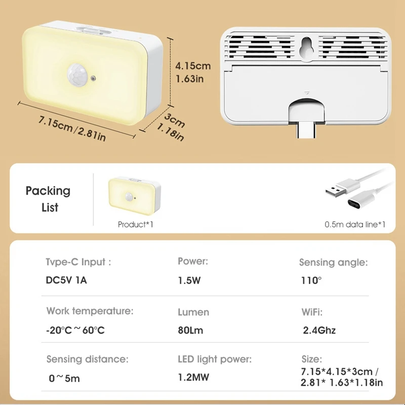 Tuya Wifi Human Motion Detection PIR Sensor Warm White Light Sensor Night Light Smart Home Voice Remote