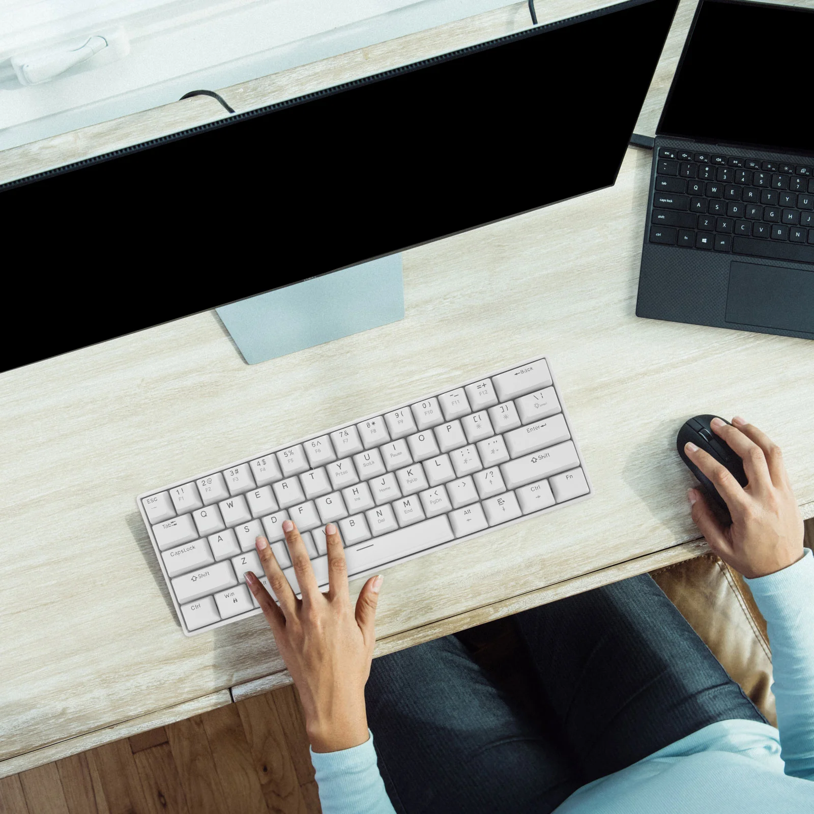 

Mechanical Keyboard Wired 61 Keys Rgb Backlit Compact White Gaming Keyboard for Laptop Computer Keyboards for Pc