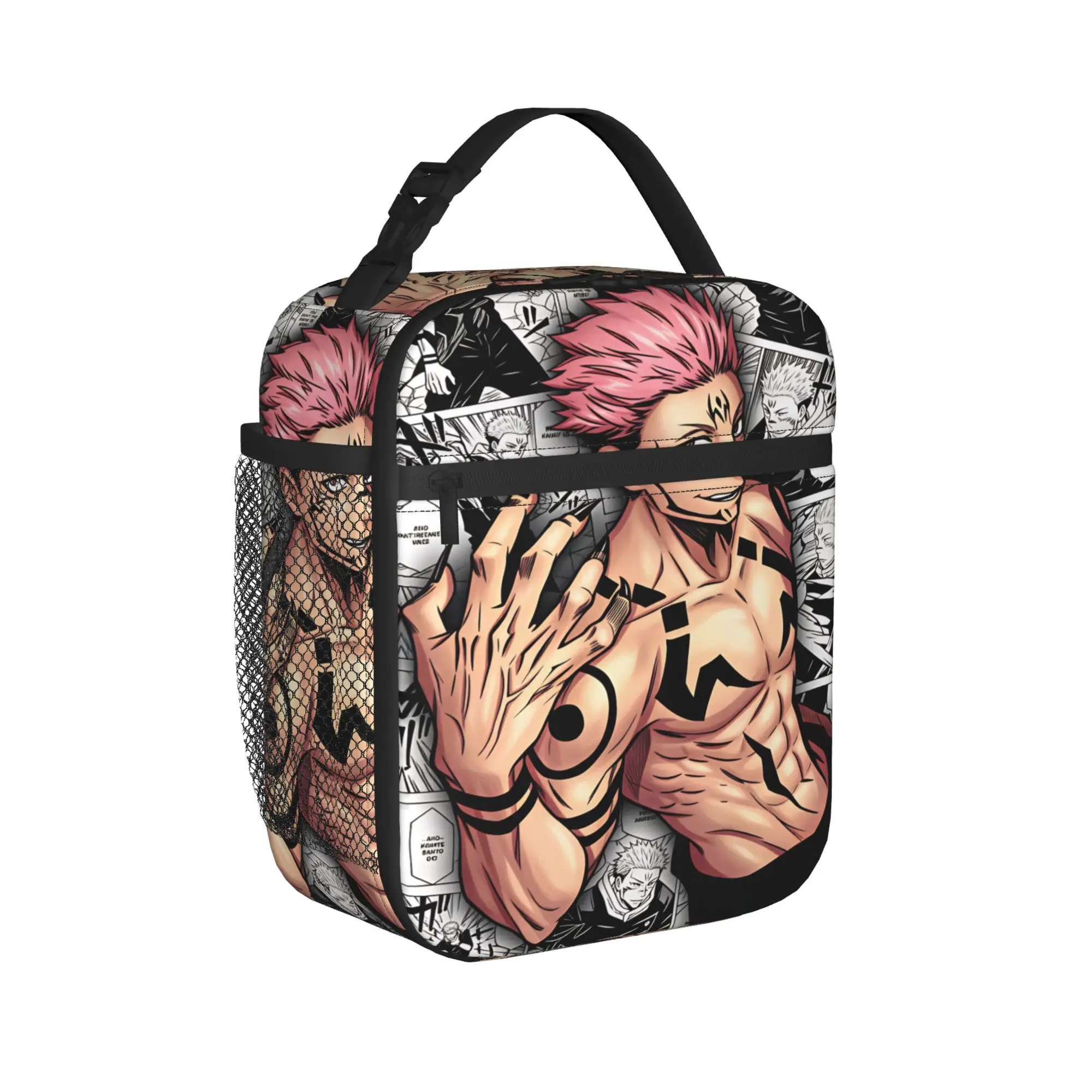 Satoru Gojo Comic Animation Lunch Bag Casual Lunch Box School Portable Tote Food Bags For Girls Oxford Graphic Design Cooler Bag