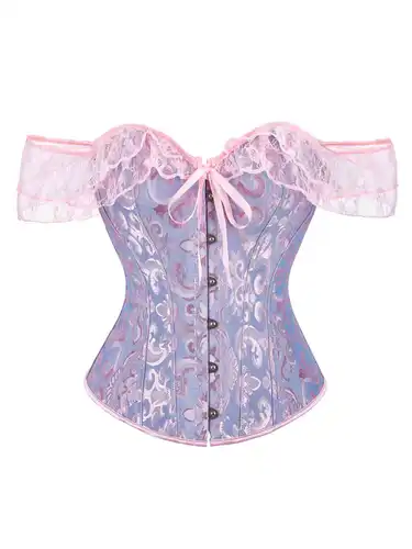 Imagen 2 del producto La nueva camisa moldeadora de cuerpo de espina de pescado de encaje retro de Corset con tirantes y mangas de burbuja recogidas para sujetar el esterno.