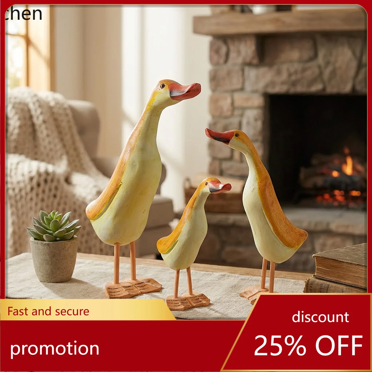 

ZML Solid Wood Carved Large and Medium Three-Piece Set Ornament Mediterranean Table Decoration for Model Homes