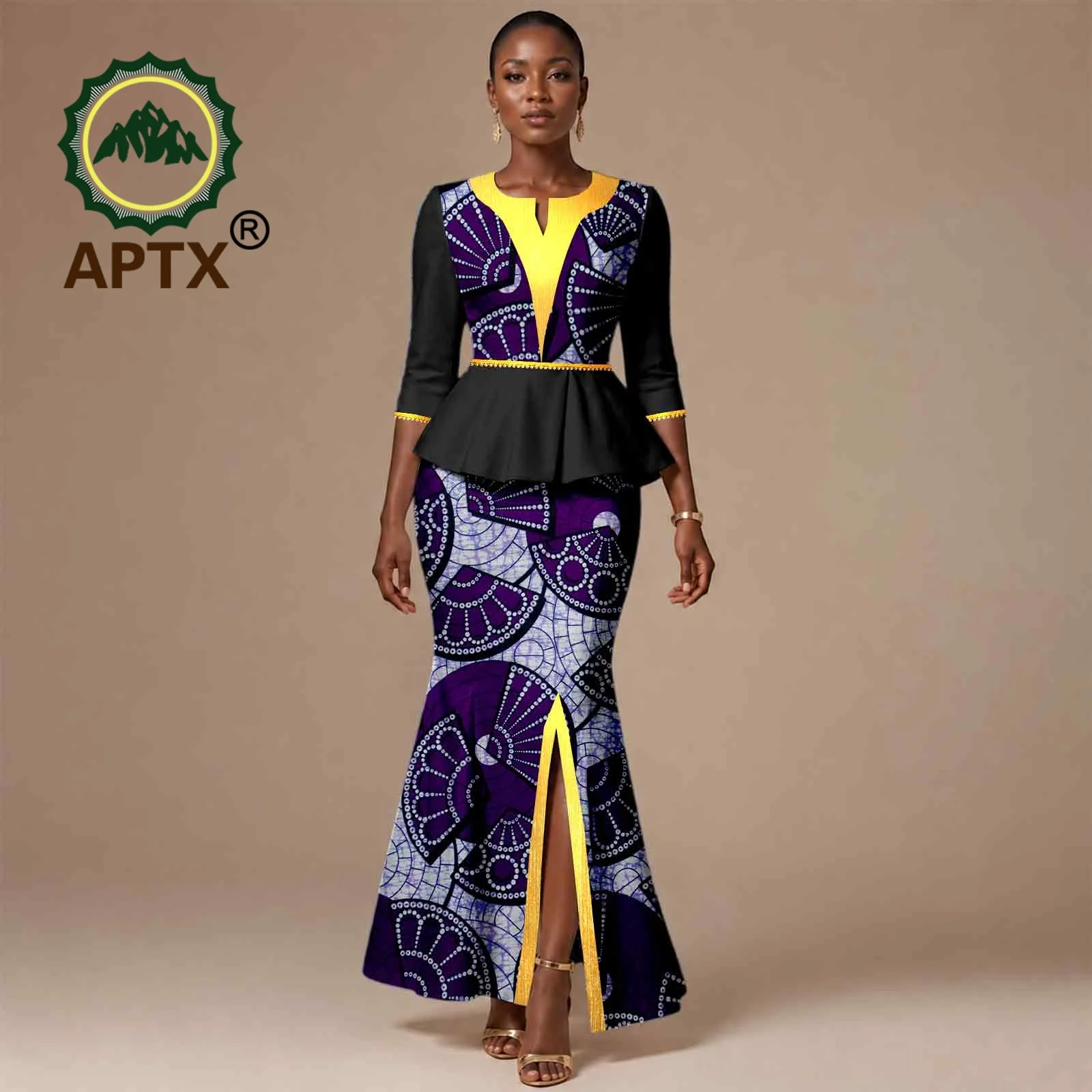 African Set for Women Ankara Print Three Quarter Sleeve Top and Ankle-Length Skirt Two-piece set Dashiki Party Wedding 2626045