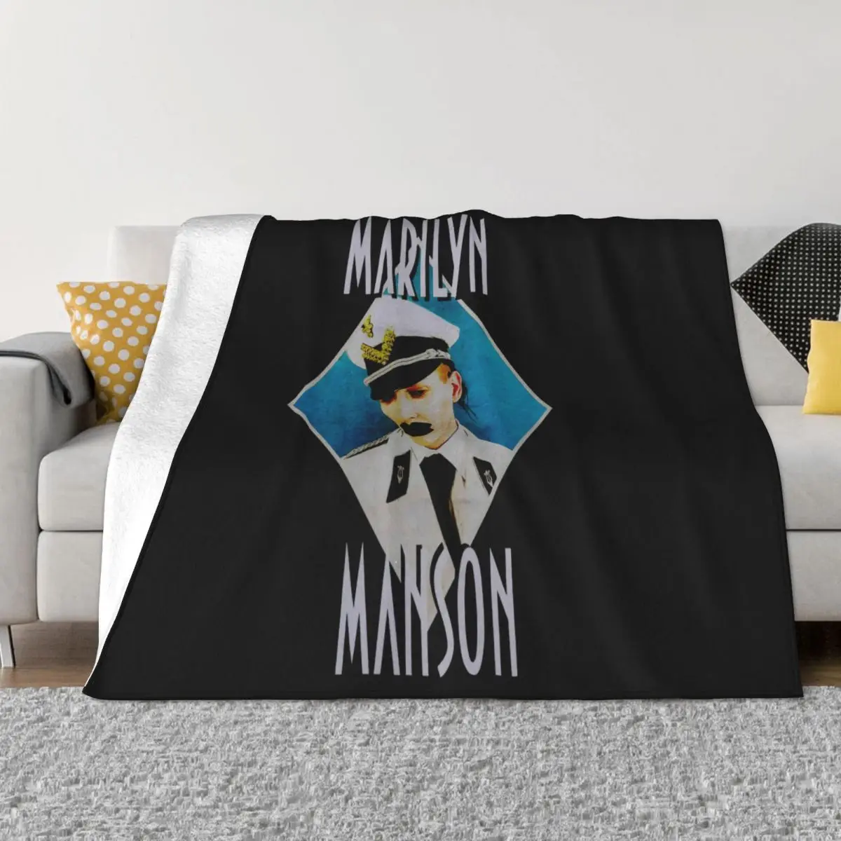 Vintage Marilyn Manson Grotesk Burlesk 2003 Concert Tour Reprint Mens Middle Aged Throw Blanket