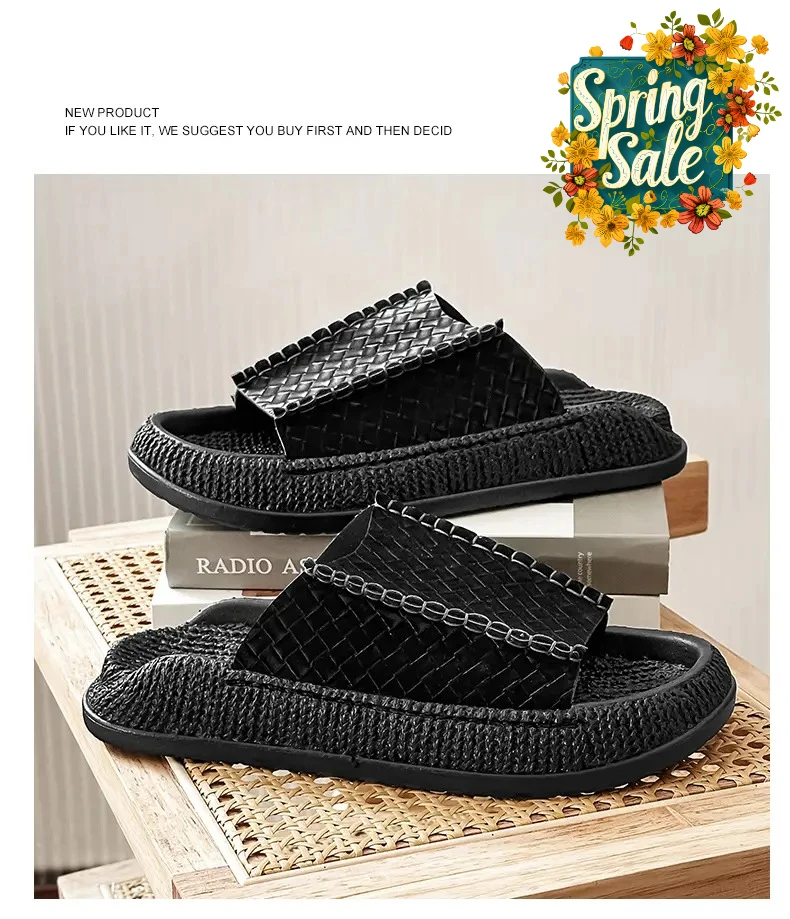 

2026 Linen Women Shoes Color Matching Leisure Indoor Floor Shoes Summer Home Slippers Ladies Open Toe Slippers Flat Shoes