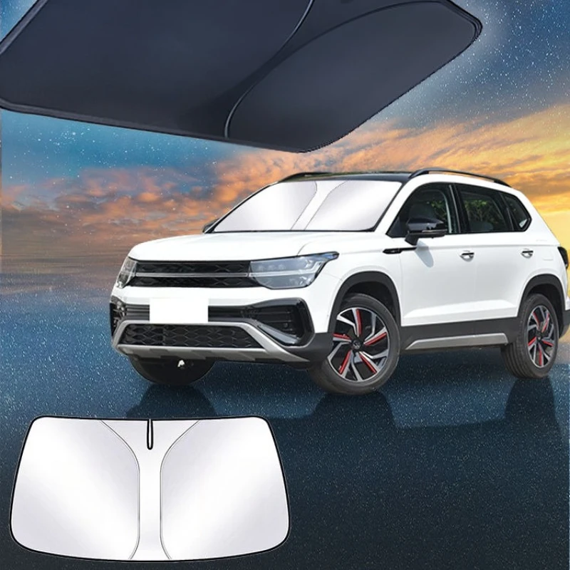 For VW Tiguan Nivus Teramont Tharu Atlas T-Cross Windshield Sun Shade Blocks Ray Reflector Visor Shield Cover Foldable Parasol