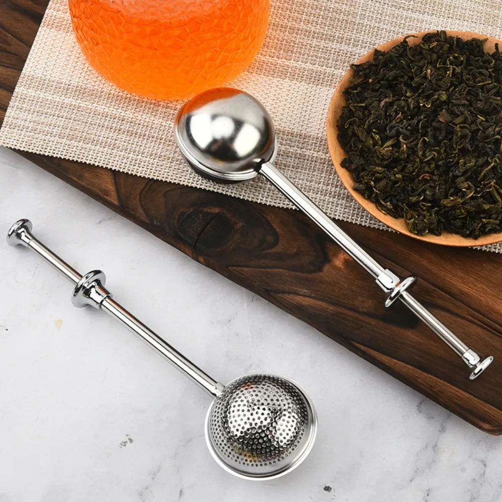 2026 New Ball Telescopic Semi-Full Leak Tea Filter 304 Stainless Steel Pipe Shape Tea Filter Press-type Tea Maker
