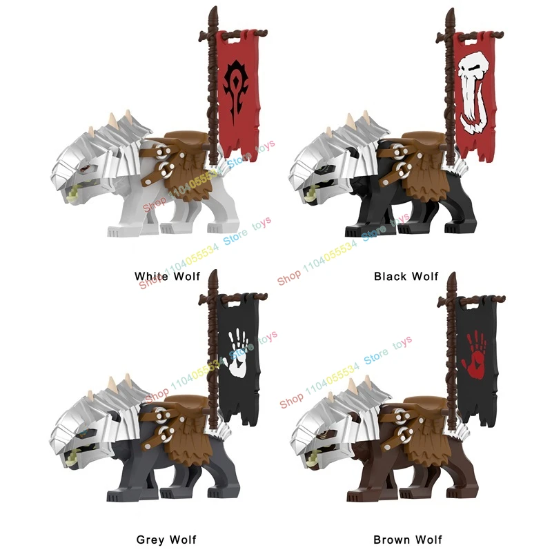 

Armored Wolf White Black Grey Brown Flag MOC Medieval Action Figures Models Building Blocks Puzzle Toys Gifts FJPJ036-039