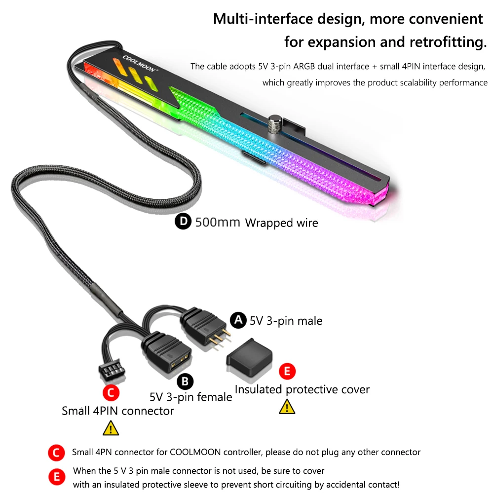 COOLMOON GT8 5V 3PIN ARGB Graphics Card Holder Desktop Computer Video Card GPU Horizontal Cooling Kit Support Stand 28CM