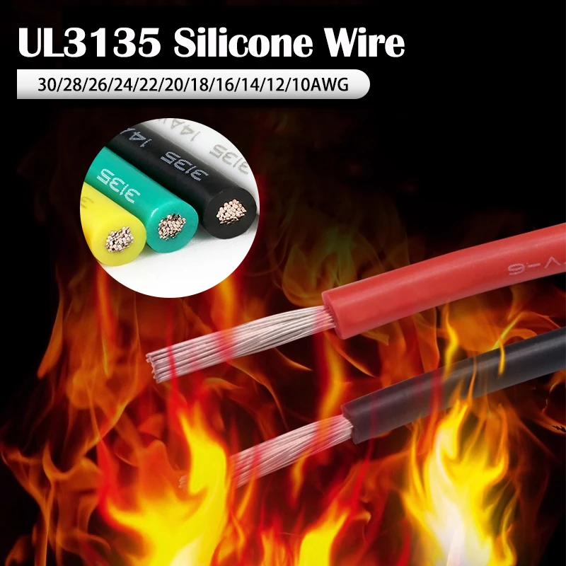 

Red Black UL3135 Silicone Wire 30/28/26/24/22/20/18/16/14/12/10AWG High Temperature Resistant Cable Car Battery Automotive Cable
