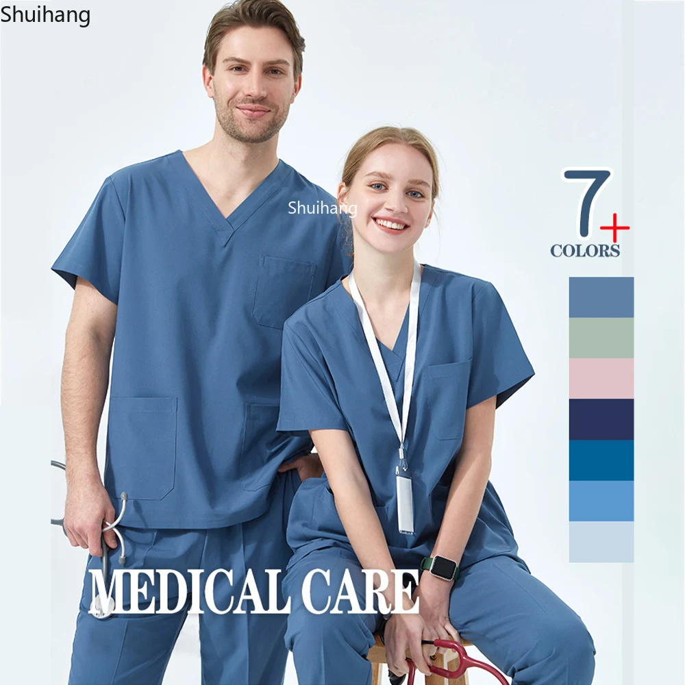 Quick-Dry Sport Medical Scrub Set, Desempenho, Stretch, Confortável-Top e Calça, Médico, Enfermeira Outfit, Scrubs Uniforme, S01-01