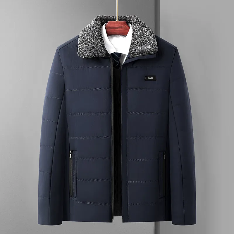 معطف رجالي من القطن Jaet Winter Thiened Warm ort Sle Fce Lined Busin كاجوال بسحاب للإغلاق معطف ملون