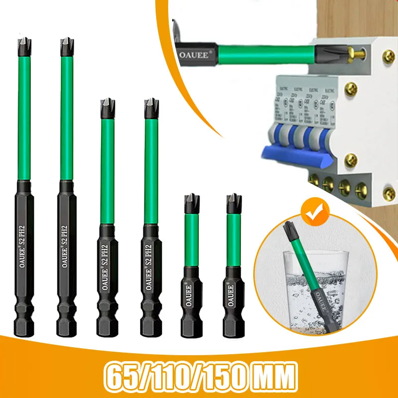 3pcs Magnetic Screwdriver Set 65/110/150mm Electrician Special Cross Screwdriver Bit Nutdrivers FPH2 For Socket Switch Hand Tool