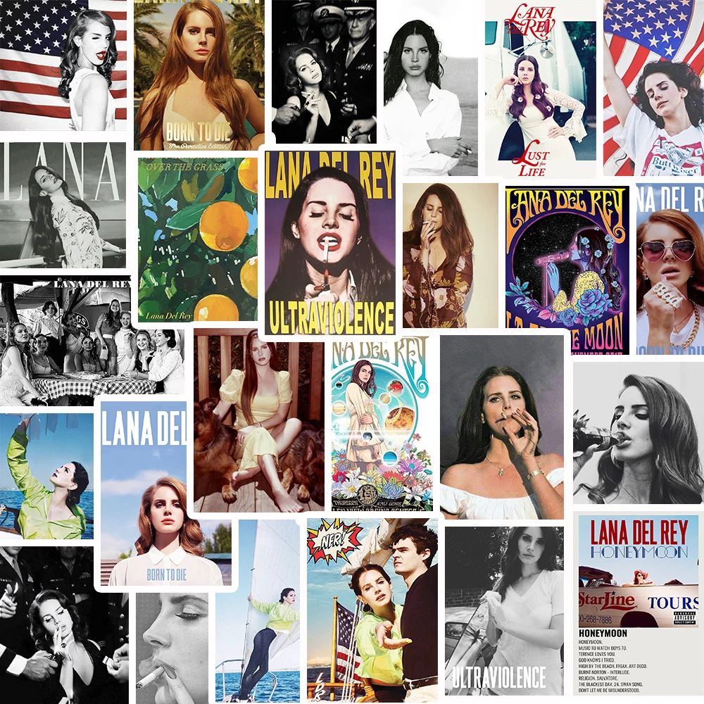 25PCS Sänger Lana Del Rey Aufkleber Born To Die Flitterwochen Paradise DIY Laptop Gepäck Auto Skateboard Helm Wasserdicht Gfit Aufkleber