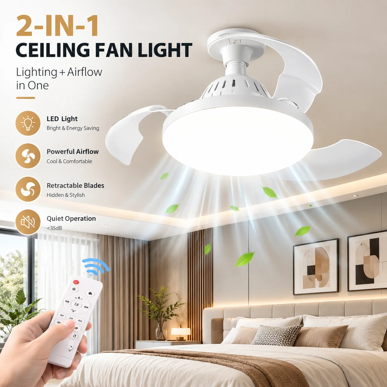 Decor Lighting Ceiling Fans - Ventilatore da soffitto con pale telescopiche