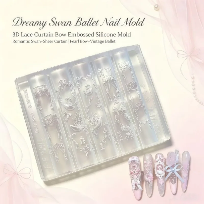 A Versatile Nail Art Silicone Mold with Swan Gauze Curtains, butterfly Bows, and Three-Dimensional Accessories