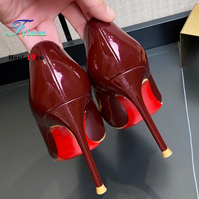 Wine Red  6 8 10cm Women Pumps Pointed Toe Thin Heel Patent Leather Dress High Heels office Career Casual Stiletto Wedding Shoes