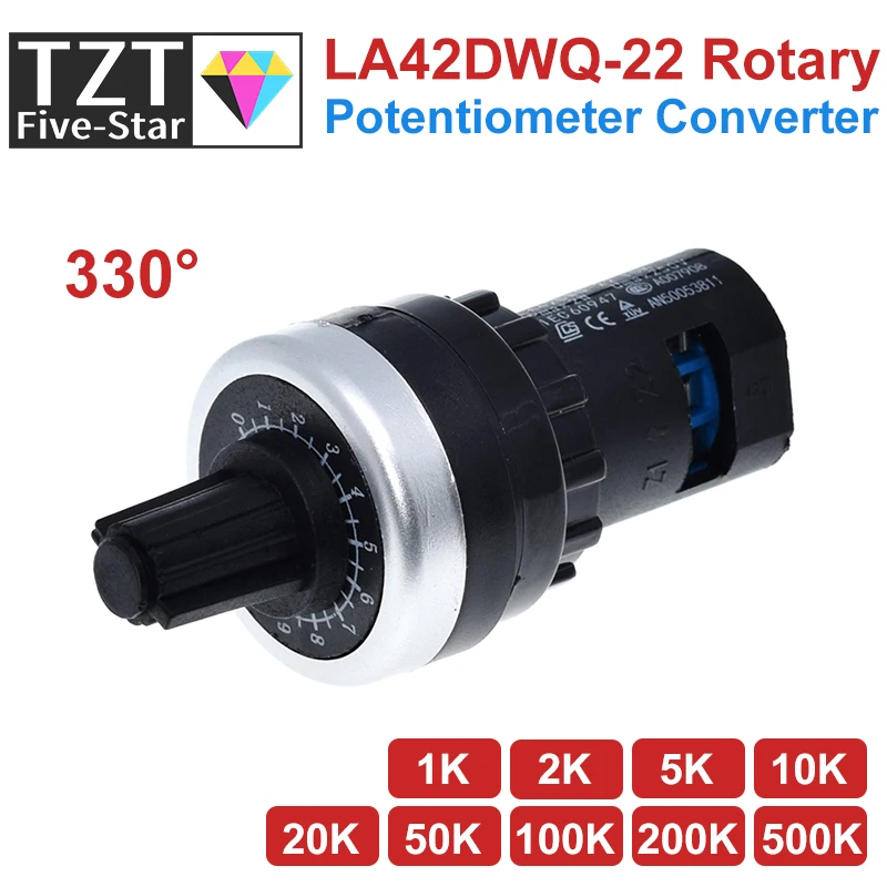 LA42DWQ-22 1k 2k 5k 10k 20k 50k 100k 200k 22mm de diâmetro potenciômetro rotativo conversor regulador inversor interruptor de resistência