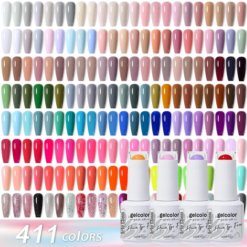 Arte Clavo 15ml Gel-Nagellack Klassische Reine Farben Glitzer Semi-Permanent UV-Lack Hybrid Nagelkleber Abziehbarer Überlack Unterlack