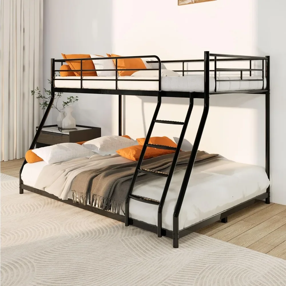 

Bunk Bed Twin Bed, for Kids, Teenagers, Adults, with Comfortable Rungs, No Springs Required, Easy To Assemble, Metal, Black