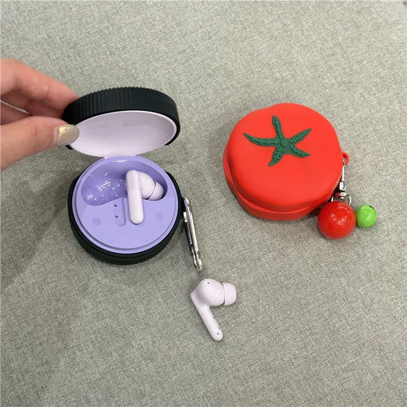 Cute Simulated Tomato for Honor Earbuds A Pro Case Soft Silicone Headphone Cover Protective Wireless Charging Funda With Pendant