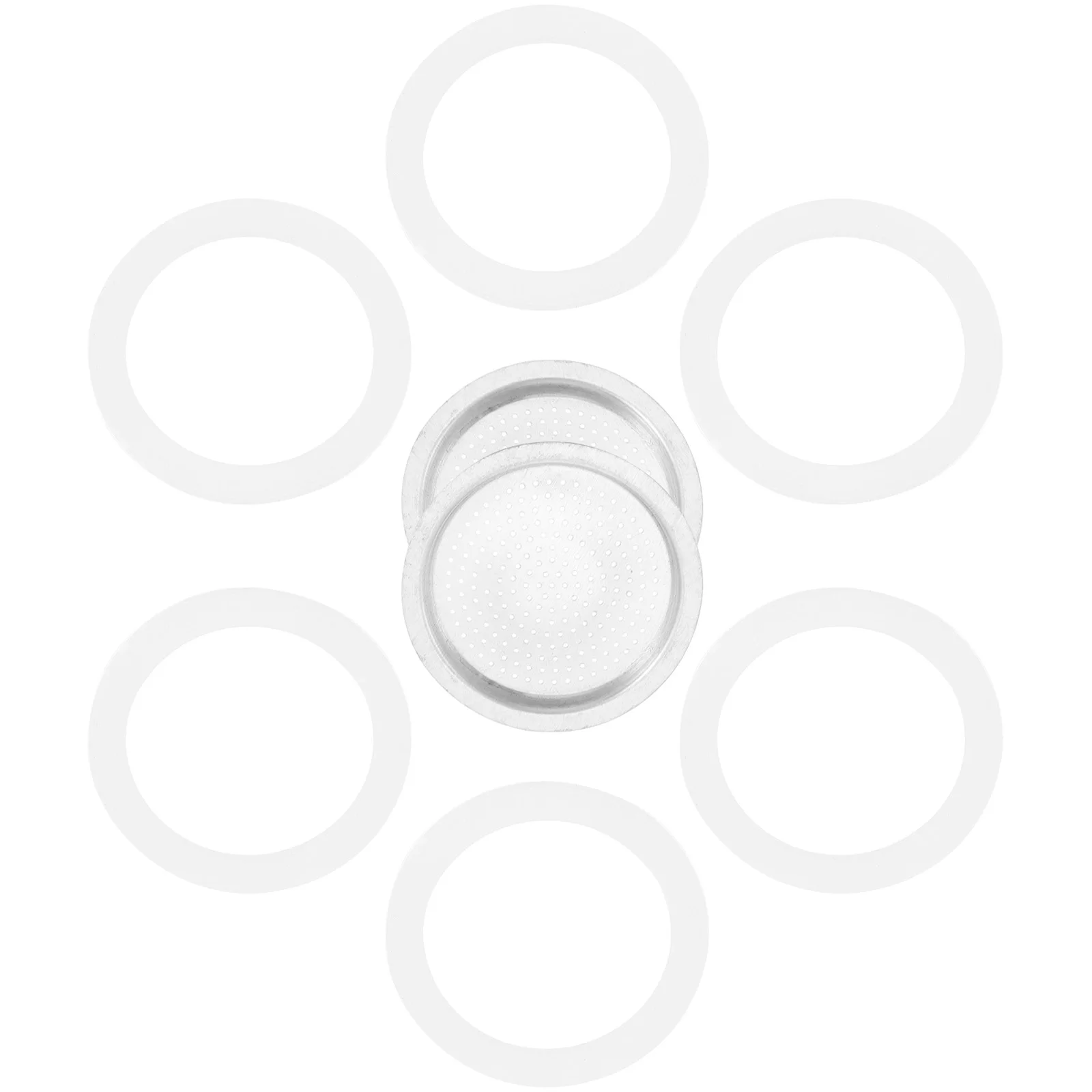 

8Pcs Coffee Maker Accessories Professional Grade Silicone Rings Stainless Steel Strainer for Mocha Pot Ideal