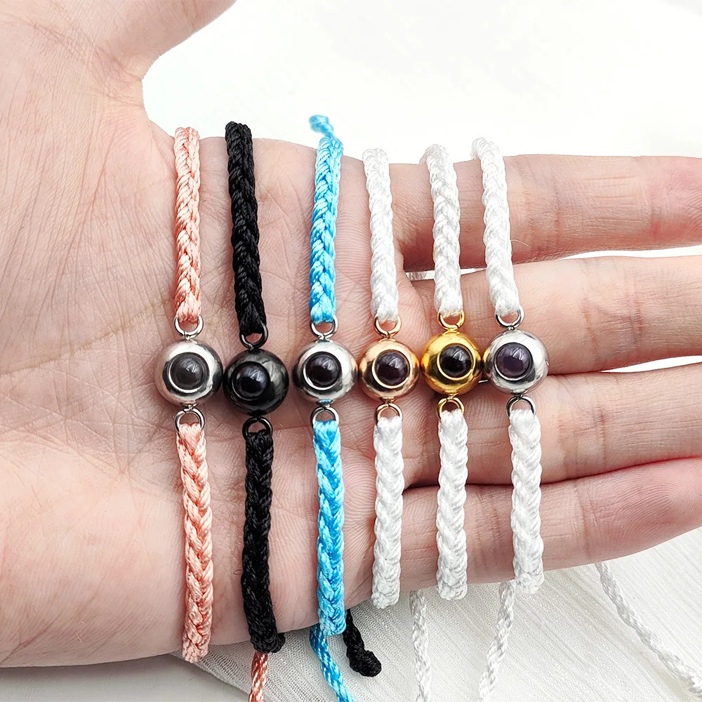 Pulsera de acero inoxidable con proyección de foto personalizada, fiesta familiar, colección de recuerdos de mascotas, regalo de cumpleaños, esposa