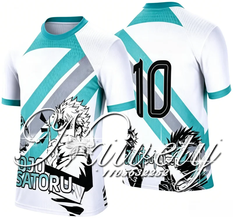 Summer New Jujutsu Kaisen Satoru Gojo 3D Print Breathable Soccer Sports T-shirt Unisex Loose Anime Fans Casual Short Sleeve Top