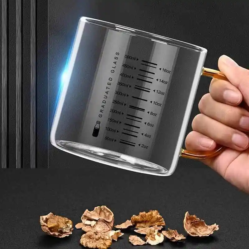 Large Capacity Glass Milk Cup with Lid for Breakfast Microwave Safe Heat Resistant Measurement Cup Chinese Style Handle Design view 5